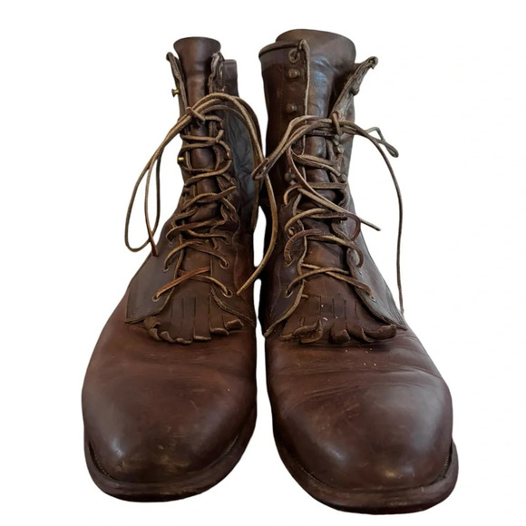 Vintage Justin Apache men’s leather roper style fri fed lace up boot 13 - Picture 1 of 5